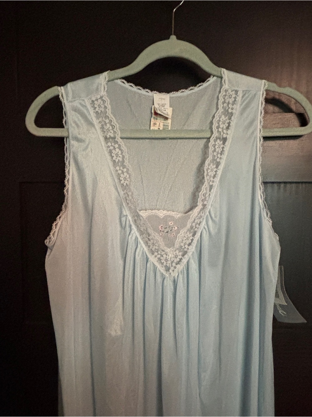 NWT Soft Light Blue Lace-Trim Sleeveless Nightgown by Deena, Medium - Picture 2 of 9
